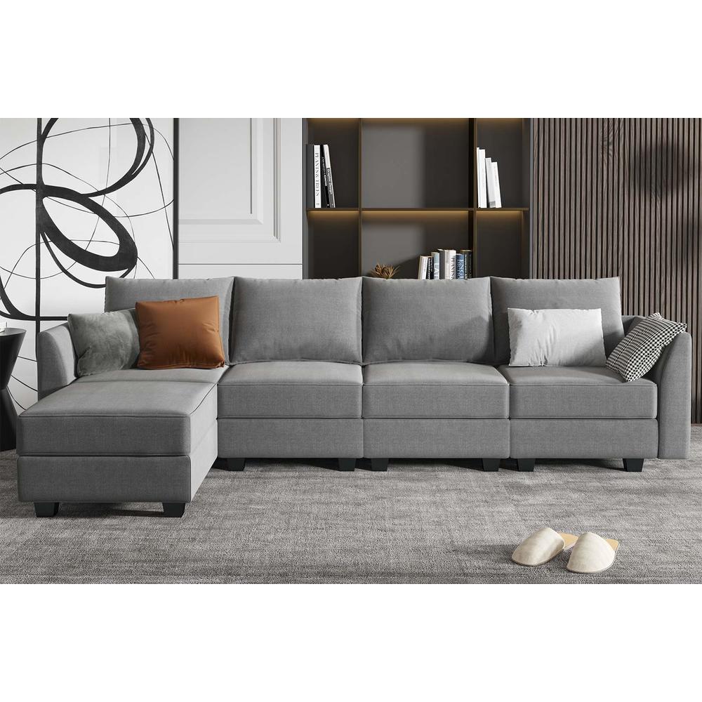 HONBAY Convertible Sectional Couch with Reversible Chaise Modern L-Shape Sofa 4-Seat Couch Modular Sectional Sofa with Storage S