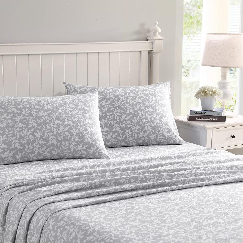 Laura Ashley Home - King Sheets, Cotton Flannel Bedding Set, Brushed for Extra Softness & Comfort (Crestwood, King)