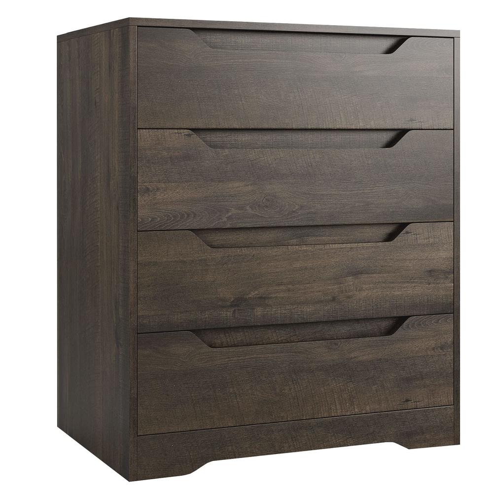 HOSTACK Modern 4 Drawer Dresser, Chest of Drawers with Storage, Wood ...