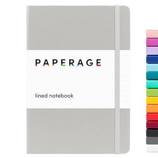 Paperage 80494 PAPERAGE Lined Journal Notebook, (Light Grey), 160 Pages,  Medium 5.7 inches x 8 inches - 100 gsm Thick Paper, Hardcover
