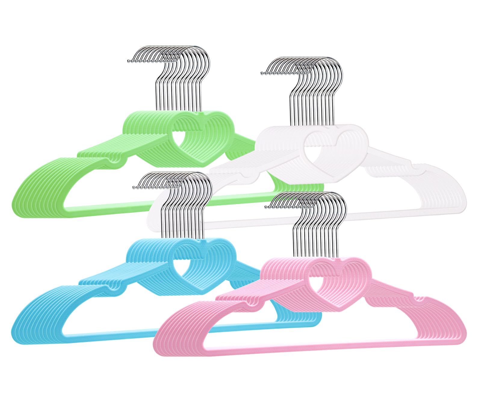 ZRKFSR Plastic Hangers 20 Pack, Heart-Shaped Clothes Hanger Ultra Thin Space Saving - Rainbow Hangers with 360 Degree Swivel Hook - Strong and Durable