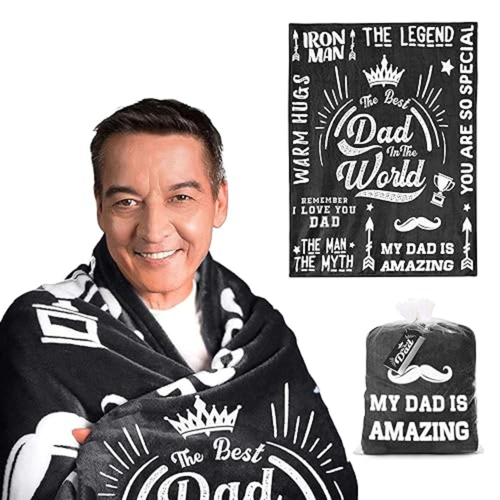 EasyFluffy Dad Blanket from Daughter or Son, Birthday Gifts for Dad, Dad Gifts, Gifts for Dad Who Wants Nothing, Best Dad Ever G