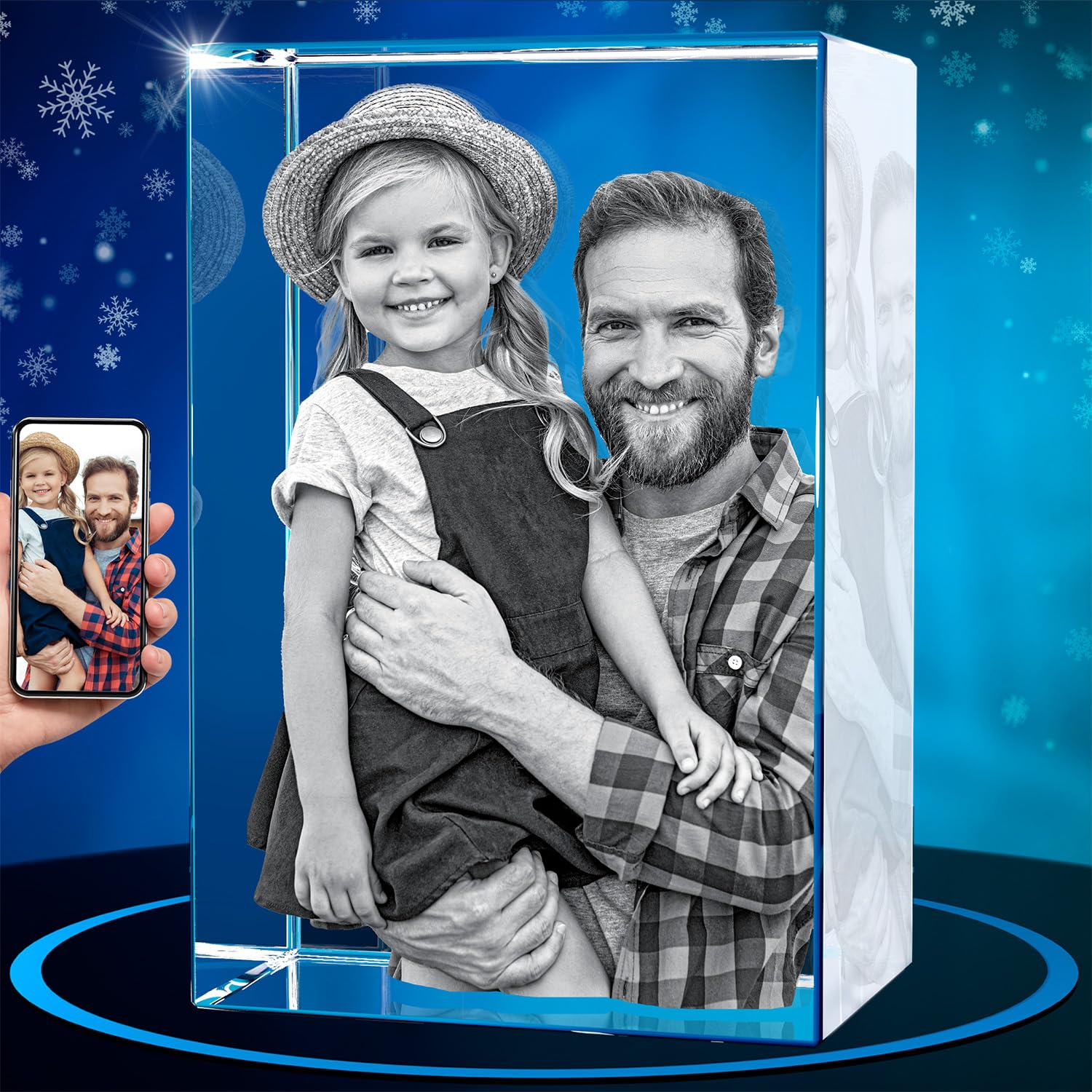 ArtPix 3D Crystal Photo, Christmas Gifts for Mom, Dad, Men, Women, Xmas Gifts, Great Personalized Gifts With Your Own Photo, 3D 
