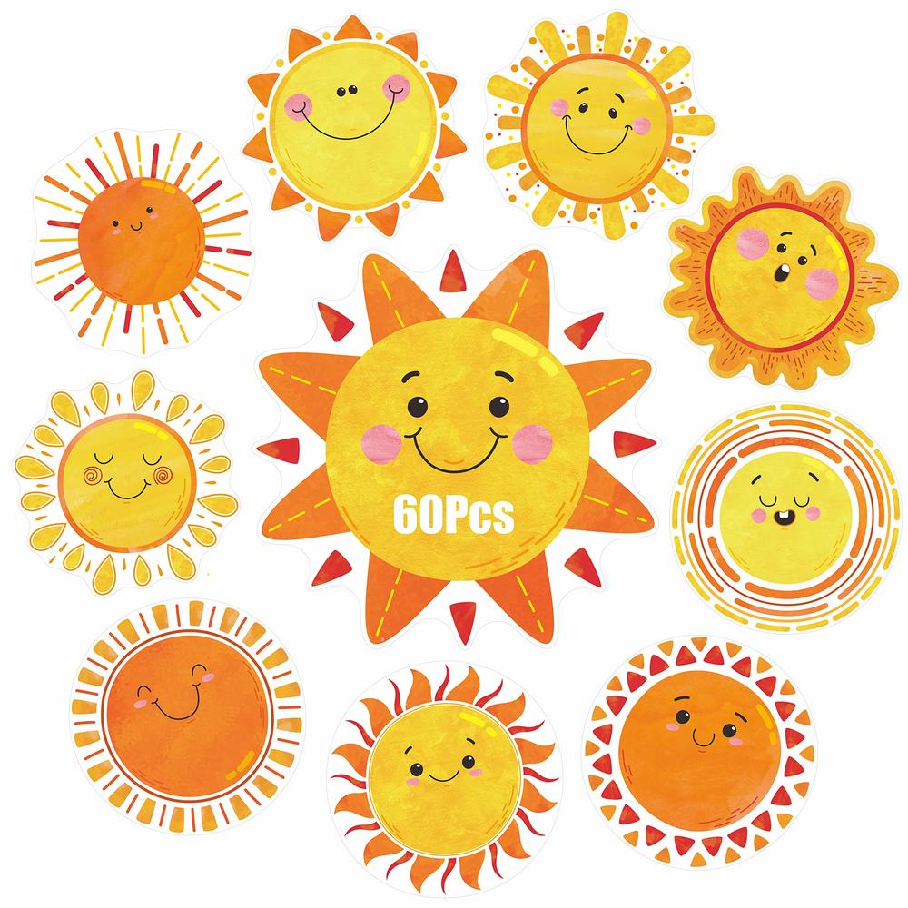 Sun Cuttable Gethelud 60 PCS Sun Cutouts, 10 Designs Bulletin Board Decoration Sun ...