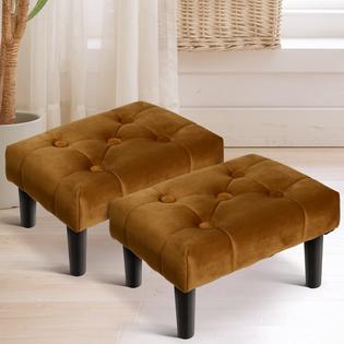 HOUCHICS Small Footstool Ottoman,Velvet Soft Footrest Ottoman