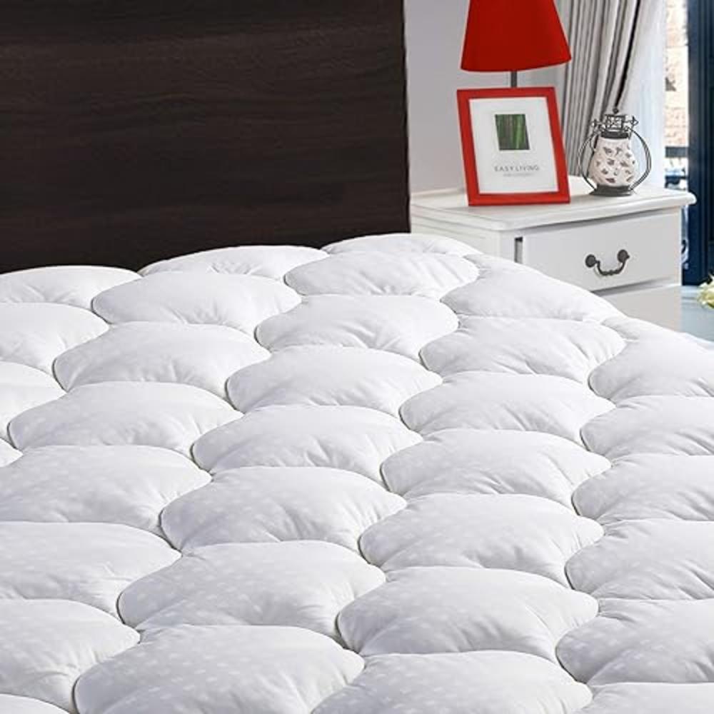 LEISURE TOWN King Mattress Pad Cover Cooling Mattress Topper Cotton Top Pillow Top with Snow Down Alternative Fill (8-21 Inch Fi