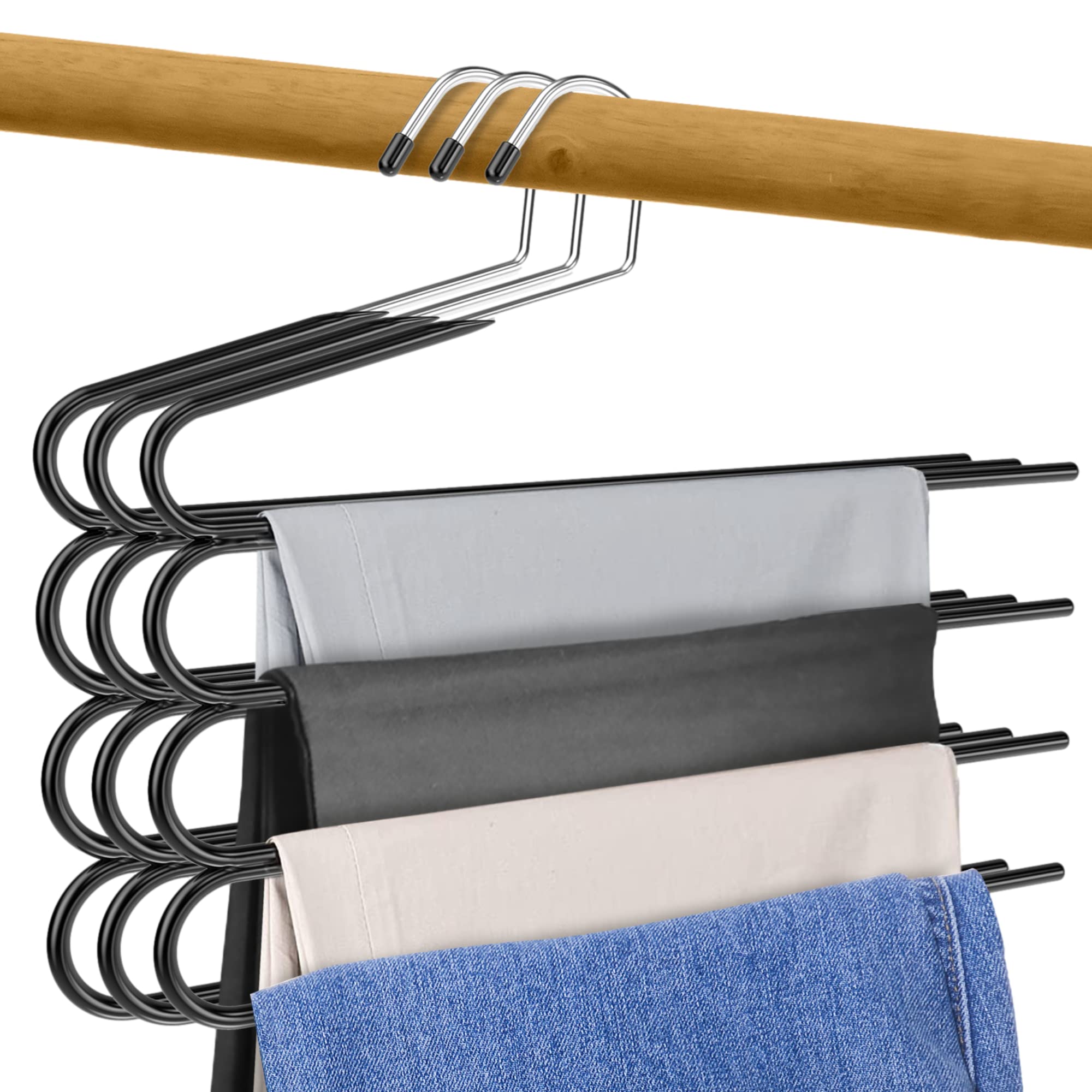 ERA Accents Pants Hangers | Multi Pants Hangers Space Saving- 4 Tier Space Saving Hangers- Metal Hangers for Pants and Jean Hangers, Multi P