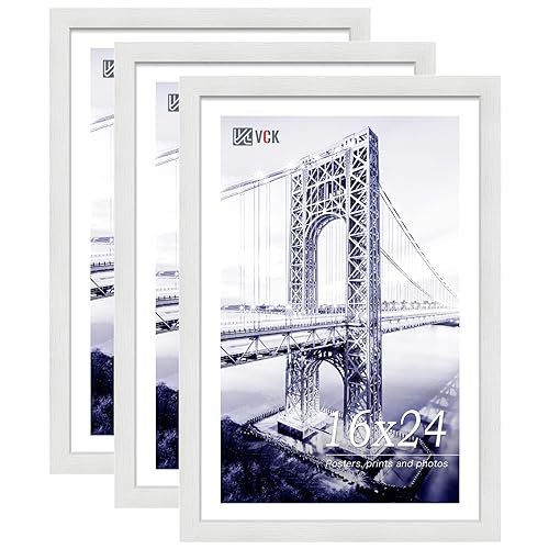 VCK 16x24 Poster Frames Set of 3, White Solid Wood Picture Frame
