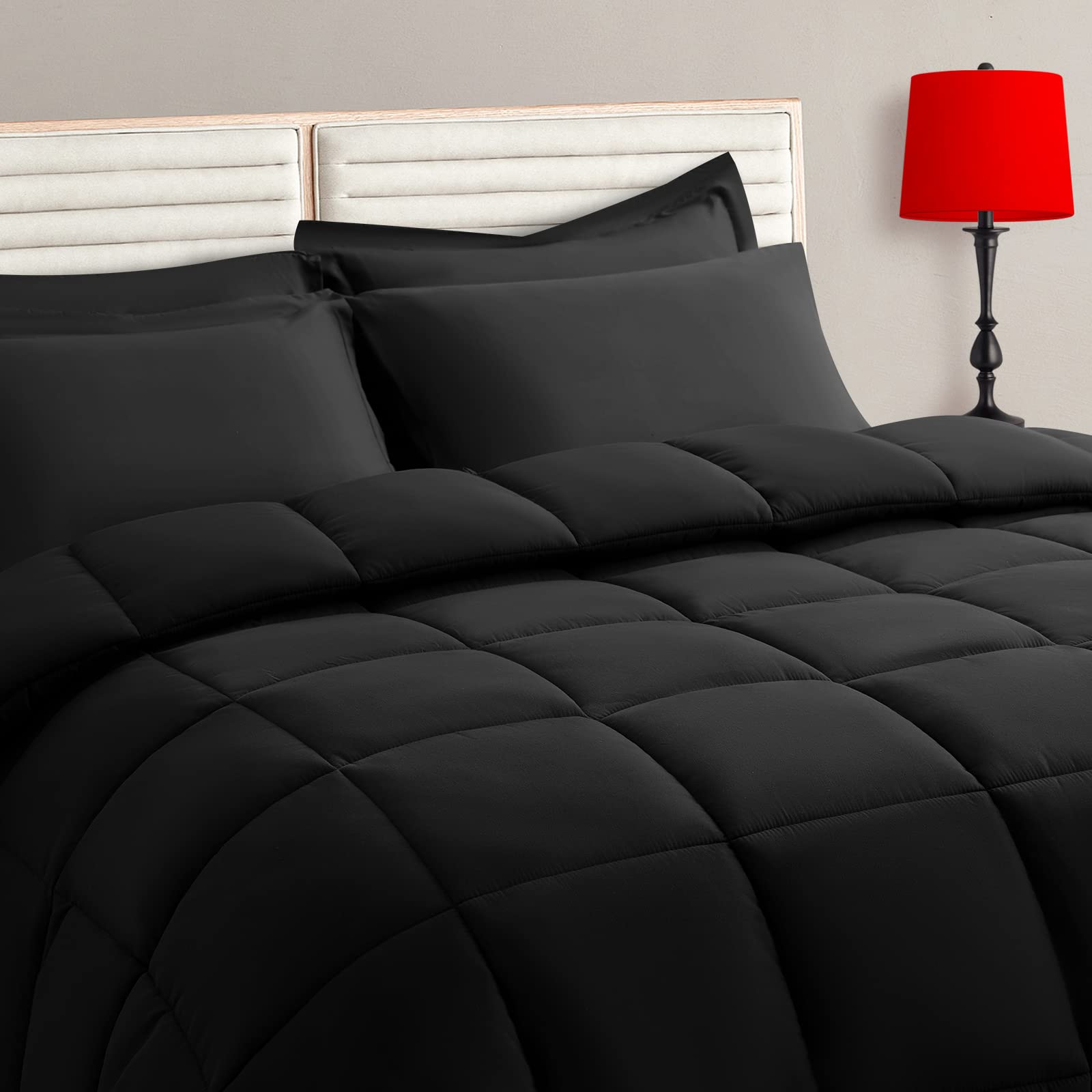 TAIMIT Black California King Comforter Set Pieces, Bed in a