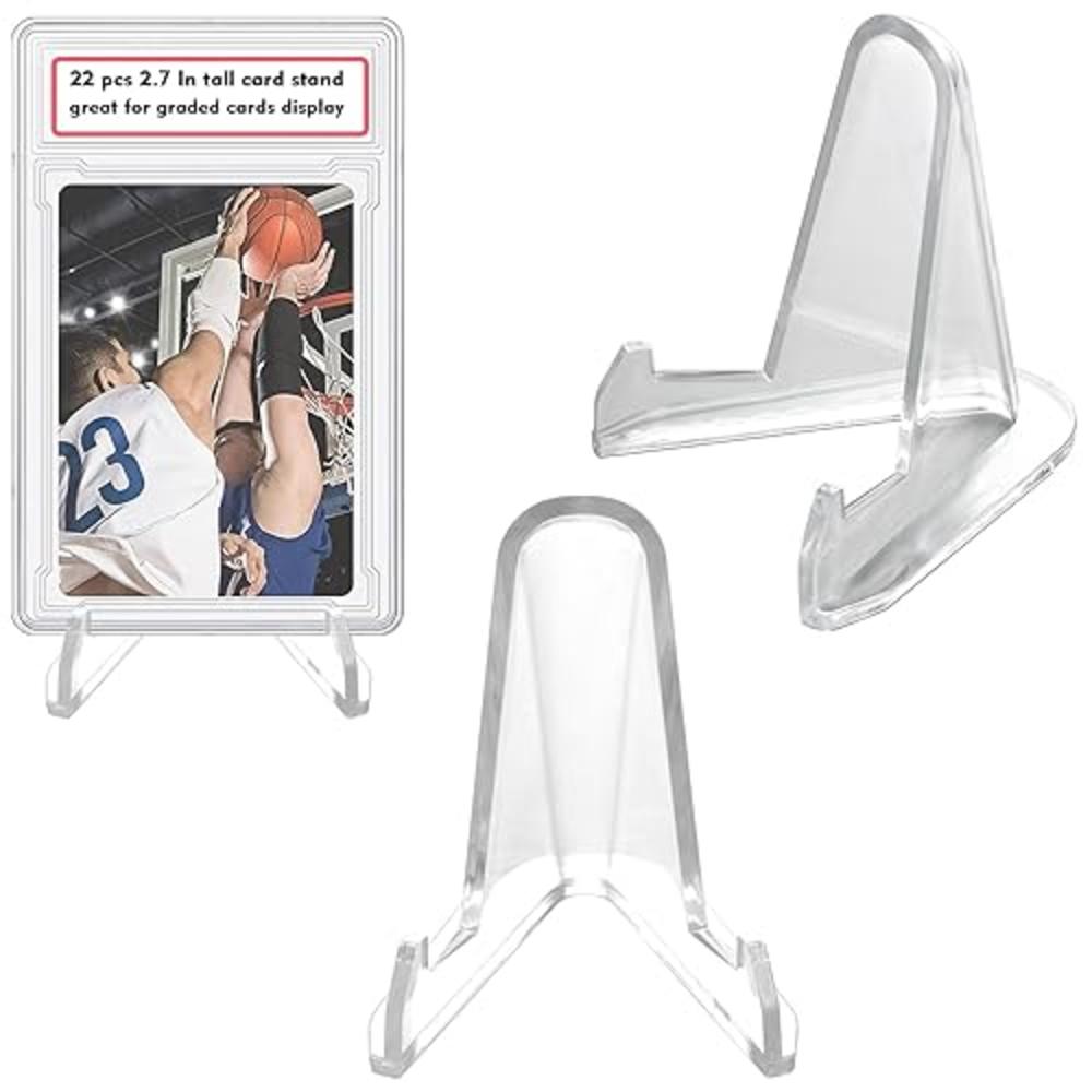 Lranfow 22 Packs Acrylic Card Stands Mini Easel Holder, Baseball Sports Card Stands, Trading Graded Card Stand for Displaying Pocket, Gr