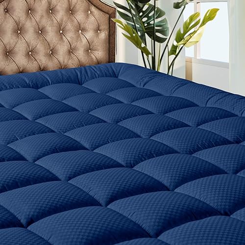 MATBEBY Bedding Quilted Fitted King Mattress Pad Cooling Breathable Fluffy Soft Mattress Pad Stretches up to 21 Inch Deep, King 