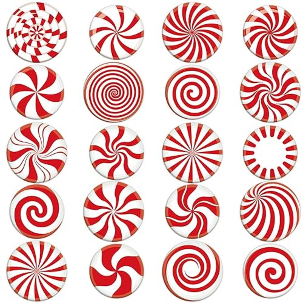 Tevxj 20 PCS Christmas Peppermint Candy Thick Gel Cling Xmas Candy Cane Window Decorations Candy Cane Window Clings Decals for Kids To