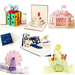ENINFUT 6 Pieces 3D Pop Up Cards, 3D Greeting Cards with Envelopes, Handmade 3D Popup Happy Birthday Cards for Christmas Valentine Birth