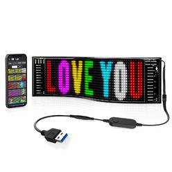 RAYHOME Scrolling Bright Advertising LED Signs, Flexible USB 5V LED Car Sign Bluetooth App Control Custom Text Pattern Animation