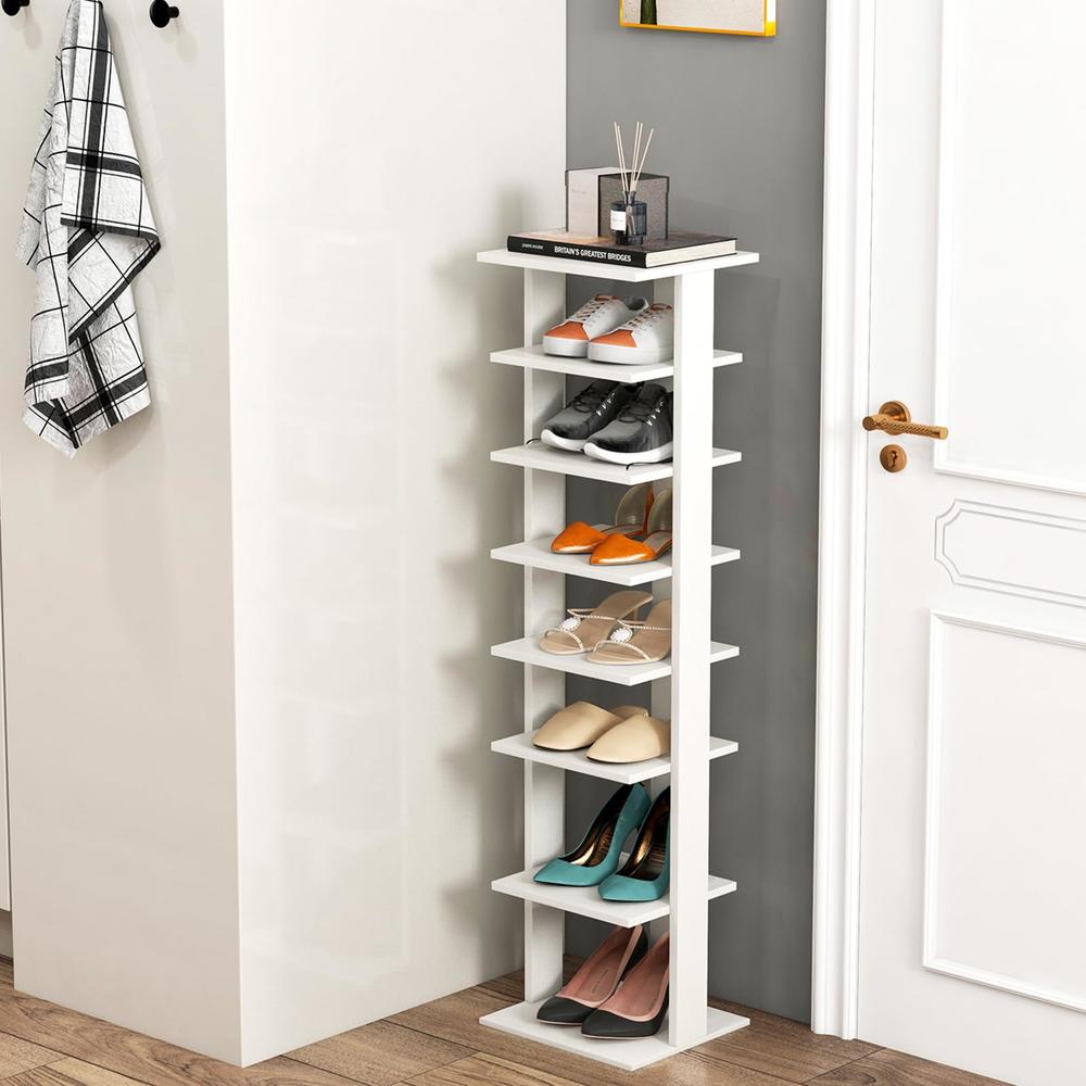 Tangkula 7 Tiers Vertical Shoe Rack, Patented Entryway Narrow Slim ...