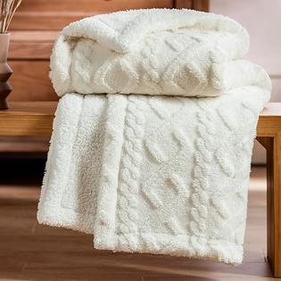 Super Soft Knit Throw Blanket – Lightweight Fluffy Blanket For Couch, Bed, 50x60 Inches, Cream