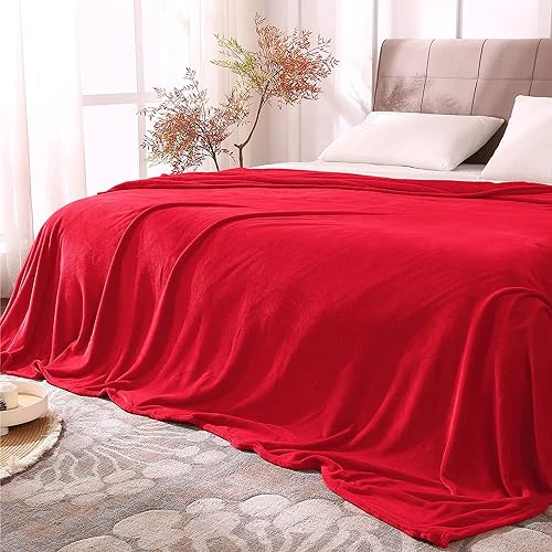 BEDELITE Fleece Blankets King Size Red Throw Blankets for Bed & Couch, Plush Cozy Fuzzy Blanket, Super Soft & Warm Blankets for 