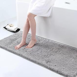 smiry Luxury Chenille Bath Rug, Extra Soft and Absorbent Shaggy Bathroom  Mat Rugs, Machine Washable, Non
