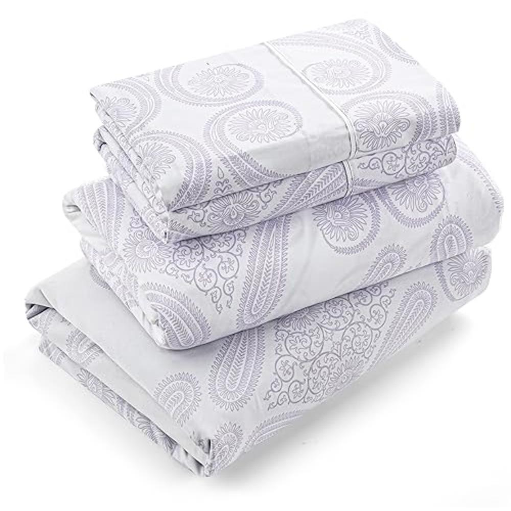 Utopia Bedding King Sheet Set, Soft Microfiber 4 Piece Bed Sheets with 16" Deep Pocket - Easy Care Brushed Microfiber (Paisley -