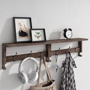 VERTORGAN Coat Hooks, Wood Rack Wall-Mounted, Inch Entryway