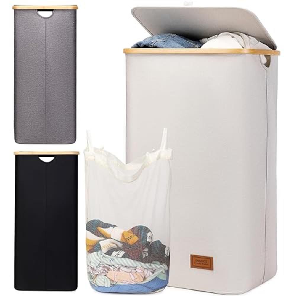 DOFASAYI Laundry Basket Hamper With Lid - 120L Dirty Clothes Hamper With Removable Bag - Tall Laundry Bin - Bathroom, Dorm, Larg