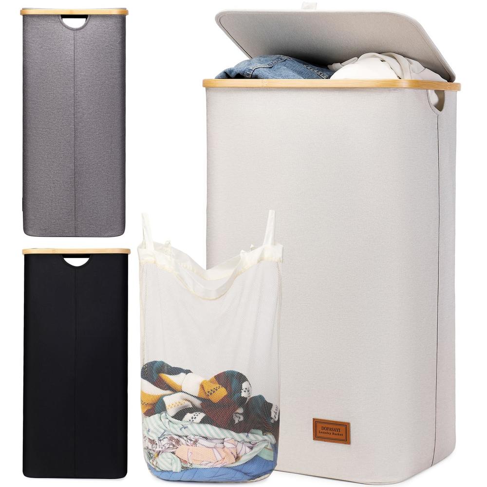 DOFASAYI Laundry Basket Hamper With Lid - 120L Dirty Clothes Hamper With Removable Bag - Tall Laundry Bin - Bathroom, Dorm, Larg