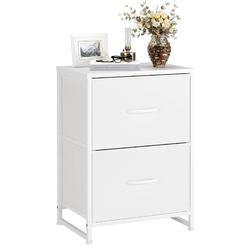 Nicehill White Nightstand with Drawer for Bedroom, Small Dresser Bedside Table for Kids' Room, End Table with Wooden Top, Steel 