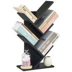 Hoctieon 4 Tier Tree Bookshelf, 4 Shelf Bookcase, Free Standing Tree Bookcase, Display Floor Standing Shelf for Books, Book Orga
