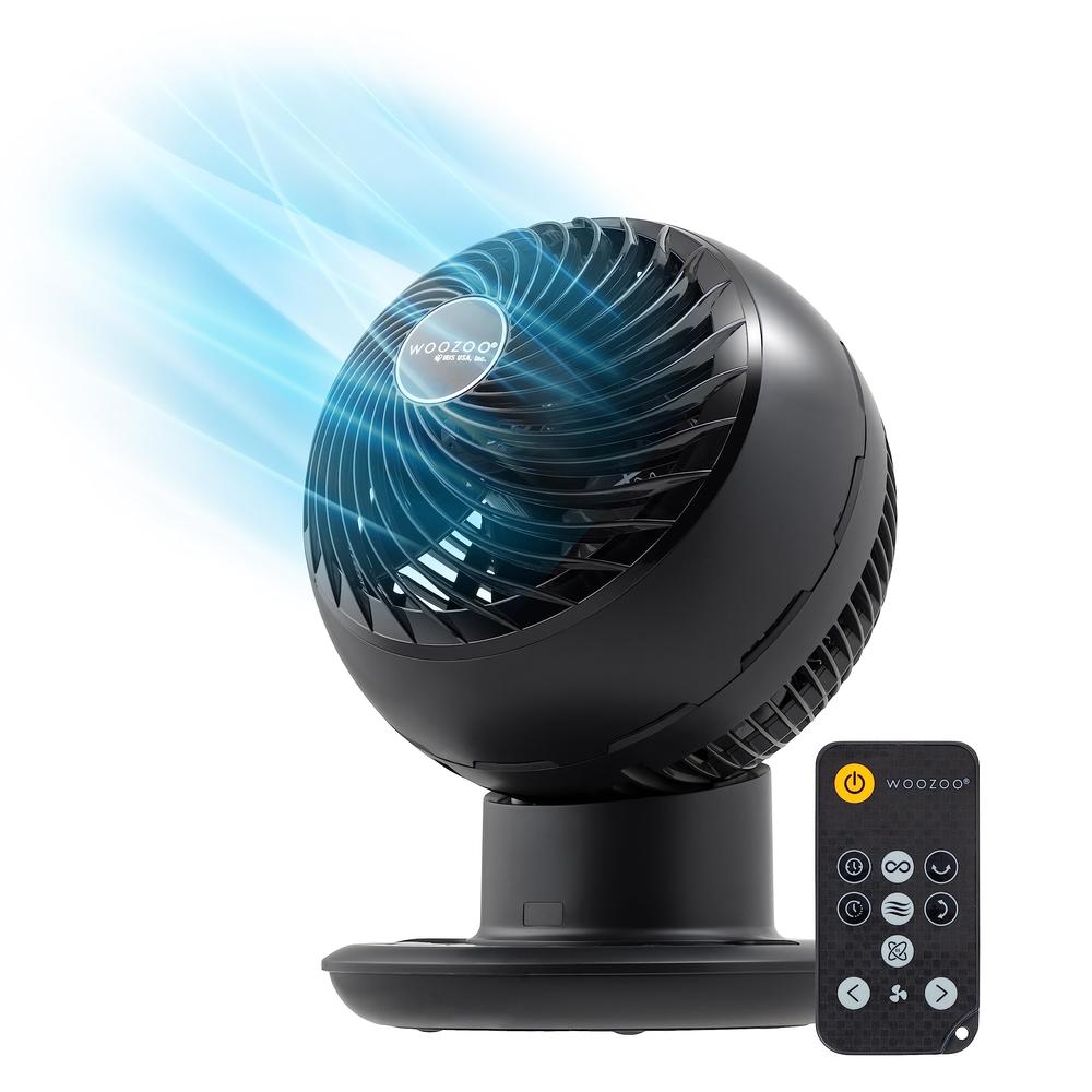 IRIS USA Medium WOOZOO Oscillating 8-in-1 Vortex Fan with Remote and Timer Function, Table top Multi-Oscillation Air Circulator 