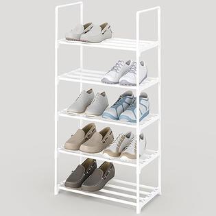 SOKOSEN 5-Tier Small Shoe Rack, Metal Stackable Kids Shoe Shelf