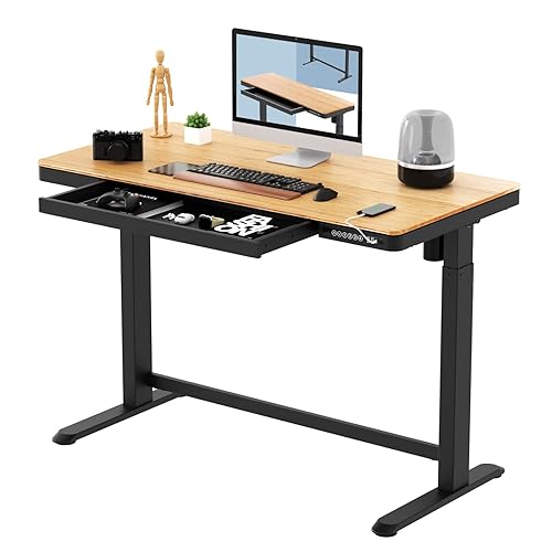 FLEXISPOT Comhar Electric Standing Desk with Drawer Desktop & Adjustable Frame Quick Install w/USB Charge Ports, Child Lock, Mod