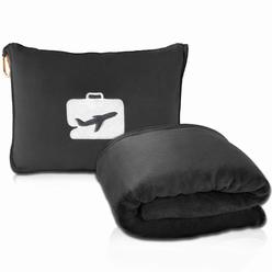 EverSnug Travel Blanket and Pillow - Premium Soft 2 in 1 Airplane Blanket with Soft Bag Pillowcase, Hand Luggage Sleeve and Back