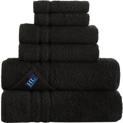 Hawmam Linen Black 6 Pack Bath Towels Sets Linen for Bathroom Original Turkish Cotton Soft, Absorbent and Premium 2 Bath, 2 Hand