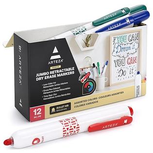 Arteza ARTZ-4852 ARTEZA Retractable Colored Dry Erase Markers - 12 Vibrant  Color Jumbo Whiteboard Markers with 2.5-3mm Line Thickness - Classroom