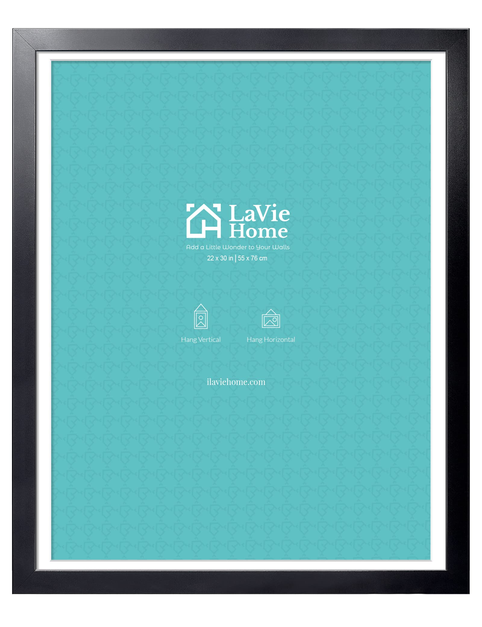 LaVie Home 22 x 30 Poster Frame Black, Display Pictures 18x27 with Mat or 22x30 Without Mat, Stable and Sturdy Picture Frame and