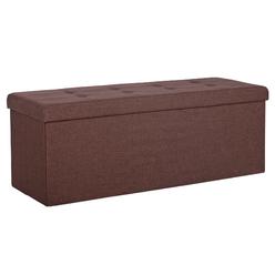 SUPER DEAL 43 Inches Folding Storage Ottoman Bench, Linen Footrest with Divider Foam Padded Seat Toy Storage Long Chest Box for 
