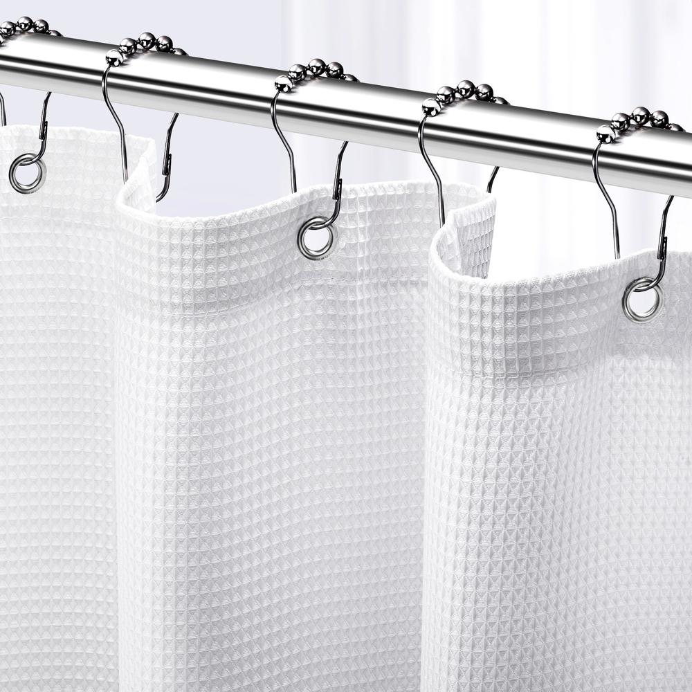 NEATERIZE Shower Curtain for Bathroom White - Hotel Style Shower Curtains with Waffle Design, 72x72 inches- Cloth Shower Curtain