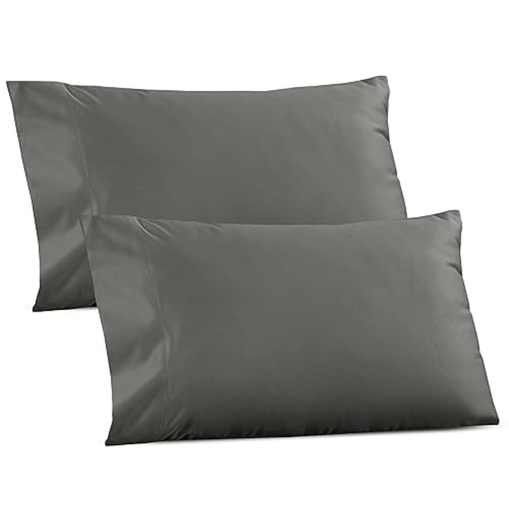 california design den 1000 Thread Count, Soft & Smooth, 100% Cotton Sateen Weave, Hotel-Quality, Set of 2 Classic Style Gray King Pillow Cases Fits Ki