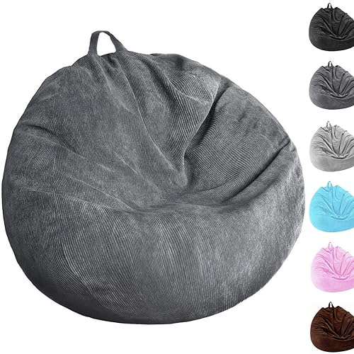 Kisoy 3 Ft Bean Bag Chair Cover (No Filler) Stuffed Animal Storage Cover Pets Dogs/Cats Lazy Beds. Washable Ultra Soft Corduroy for Or