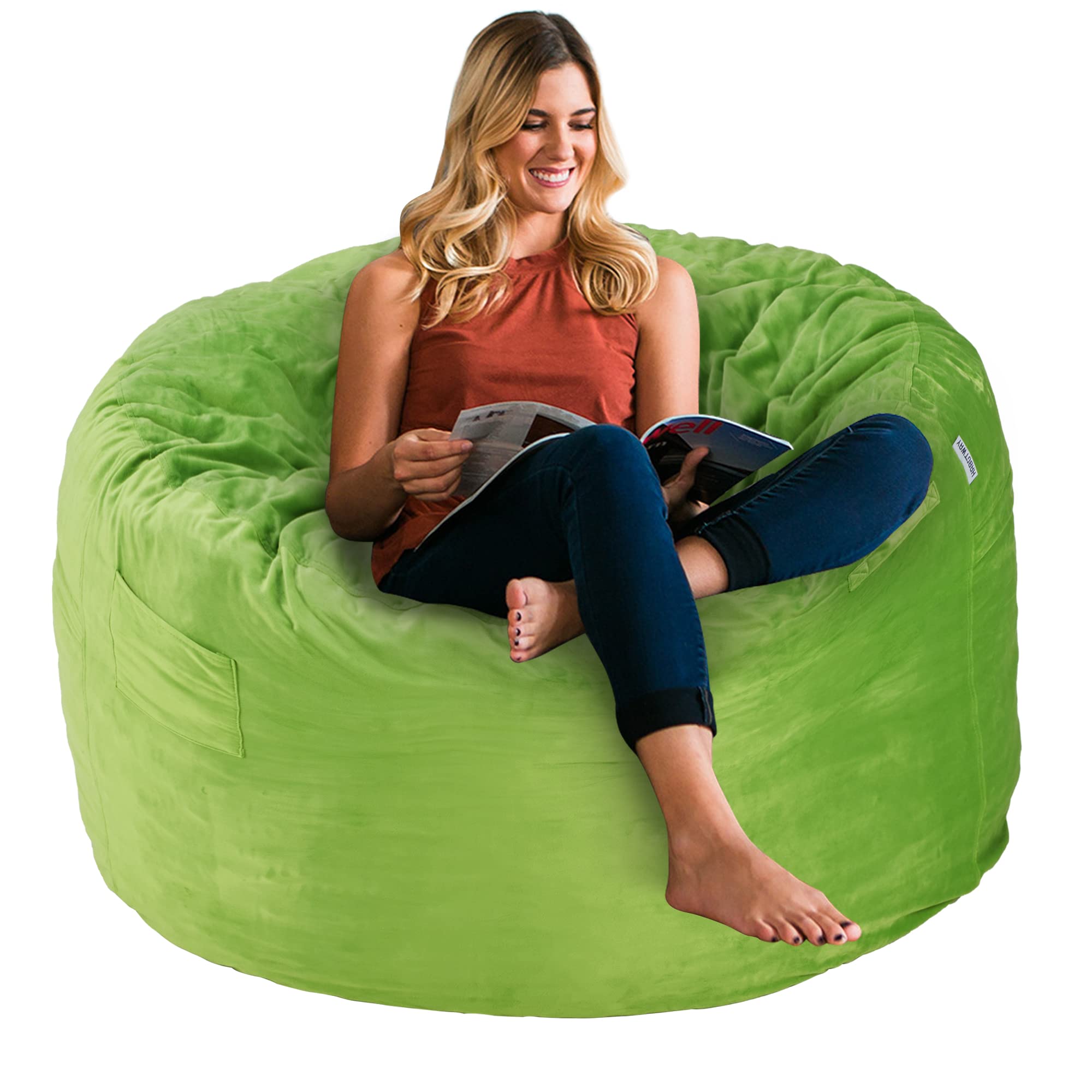 HABUTWAY Bean Bag Chair 3Ft Luxurious Velvet Ultra Soft Fur with High-Rebound Memory Foam Bean Bag Chairs for Adults Plush Lazy 