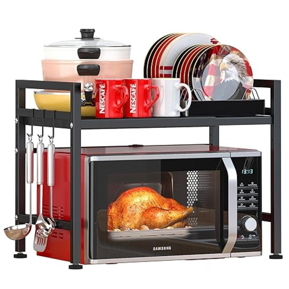 PUSDON Microwave Oven Rack Extendable Shelf Heavy Duty Stand Counter ...