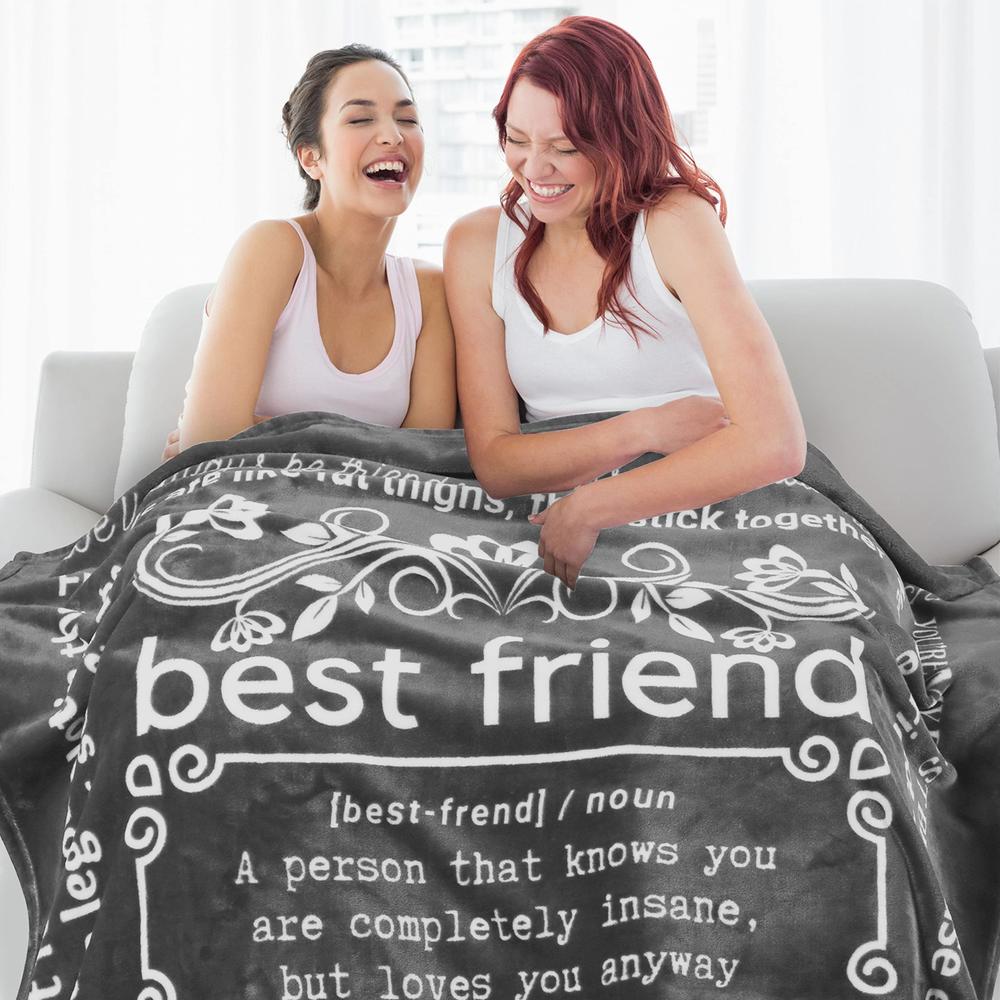 FILO ESTILO Funny Best Friend Christmas Gifts for Women, Best Friend Birthday Blanket, Unique Friendship Fun Gag Quotes for Best
