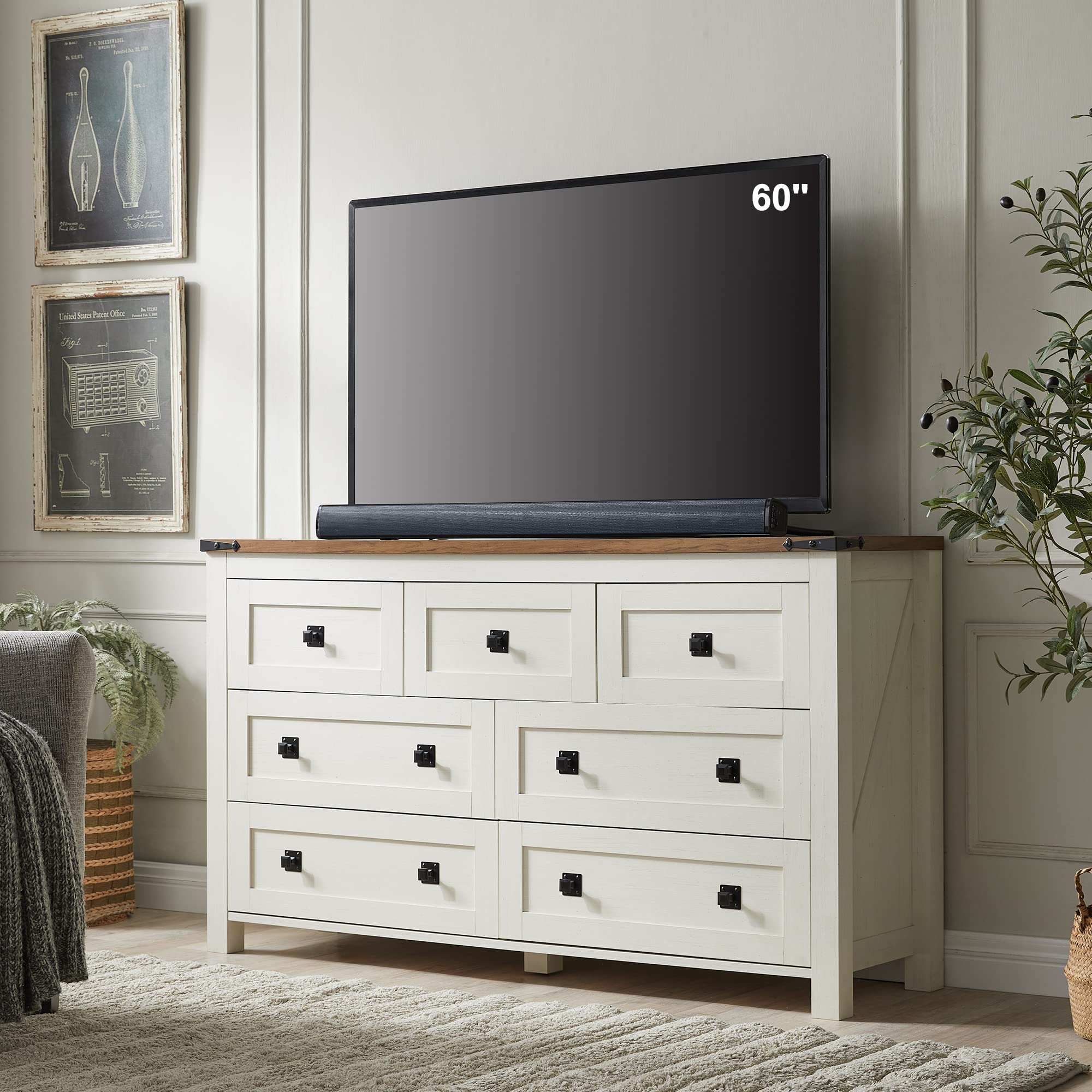 tv stand and dresser Wlive Entertainment Center with Fabric Drawers Media Console Table with Metal Frame Wood Top for Tv up to 45 inch Chest of Drawer so you may receive them at different times TV Stand with Mount and