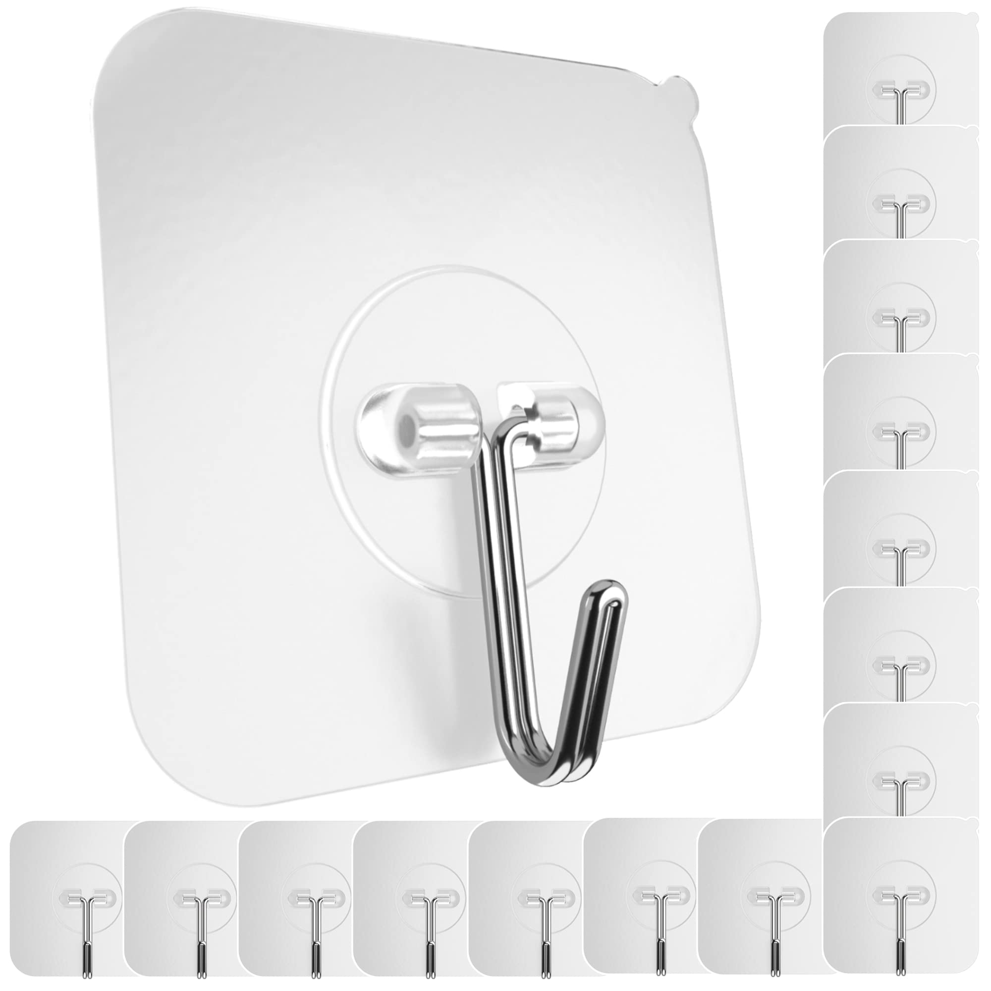 GLUIT Adhesive Hooks Heavy Duty 22 lbs Robe Towel Hooks Waterproof Adhesive Wall Hooks for Home Bathroom Kitchen Office and Outd