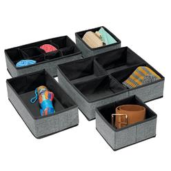 mDesign Soft Fabric Dresser Drawer/Closet Divided Storage Organizer Bins for Bedroom - Holds Lingerie, Bras, Socks, Leggings, Cl