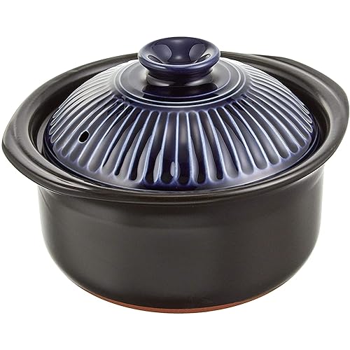 (Ginpo Touki) Ginpo Pottery Chrysanthemum Rice Earthenware Pot, Banko Ware (3 Cups, Cooking, Lapis, Double Lid), Earthenware Pot, Rice, Pot, R