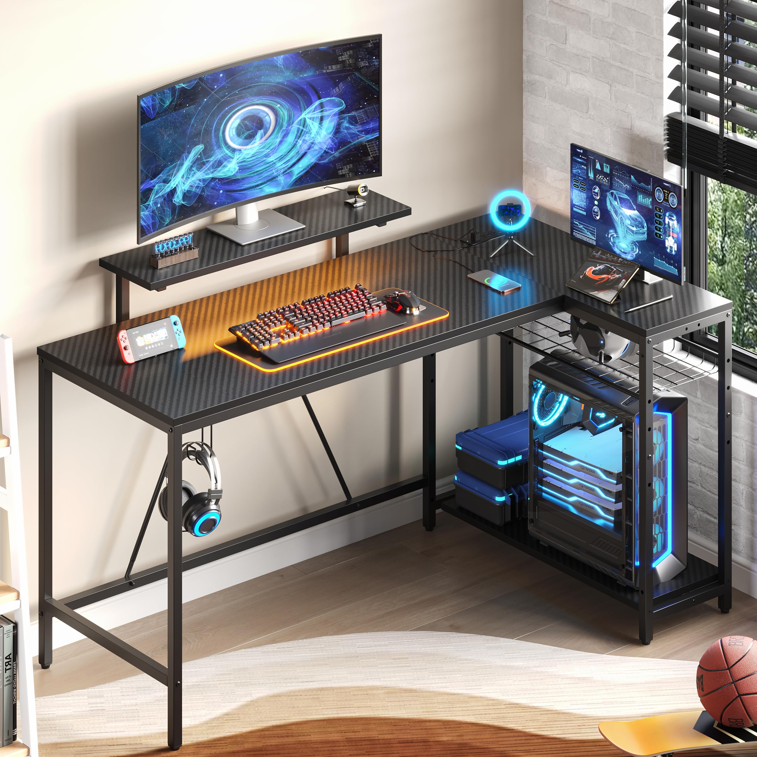 Buy Ecoprsio L Shaped Gaming Desk Corner Gaming Desk, Gaming
