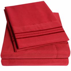 Sweet Home Collection 1500 Supreme Collection King Sheet Sets Red - Luxury Hotel Bed Sheets and Pillowcase Set for King Mattress - Extra Soft, Elastic