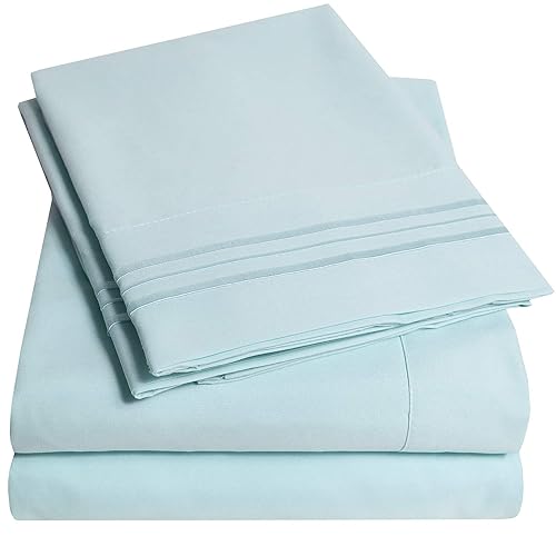 Sweet Home Collection 1500 Supreme Collection King Sheet Sets Light Blue- Luxury Hotel Bed Sheets and Pillowcase Set for King Mattress - Extra Soft, E