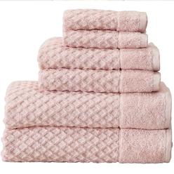 Great Bay Home 100% Cotton Bath Towel and Washcloth Sets | 2 Bath Towels, 2 Hand Towels, and 2 Washcloths | Quick Dry Bath Towel